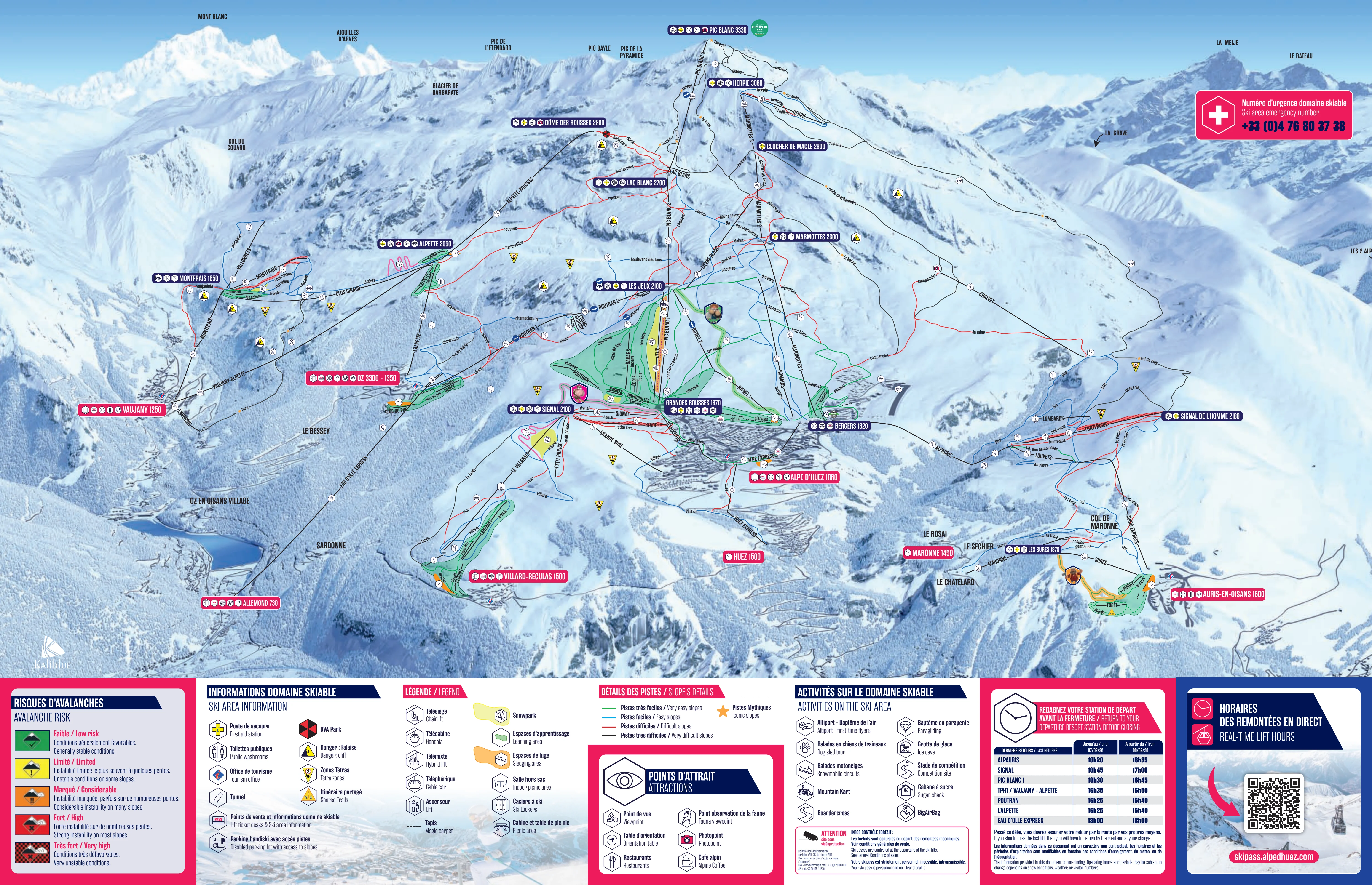 Plan des pistes de Alpe d'Huez