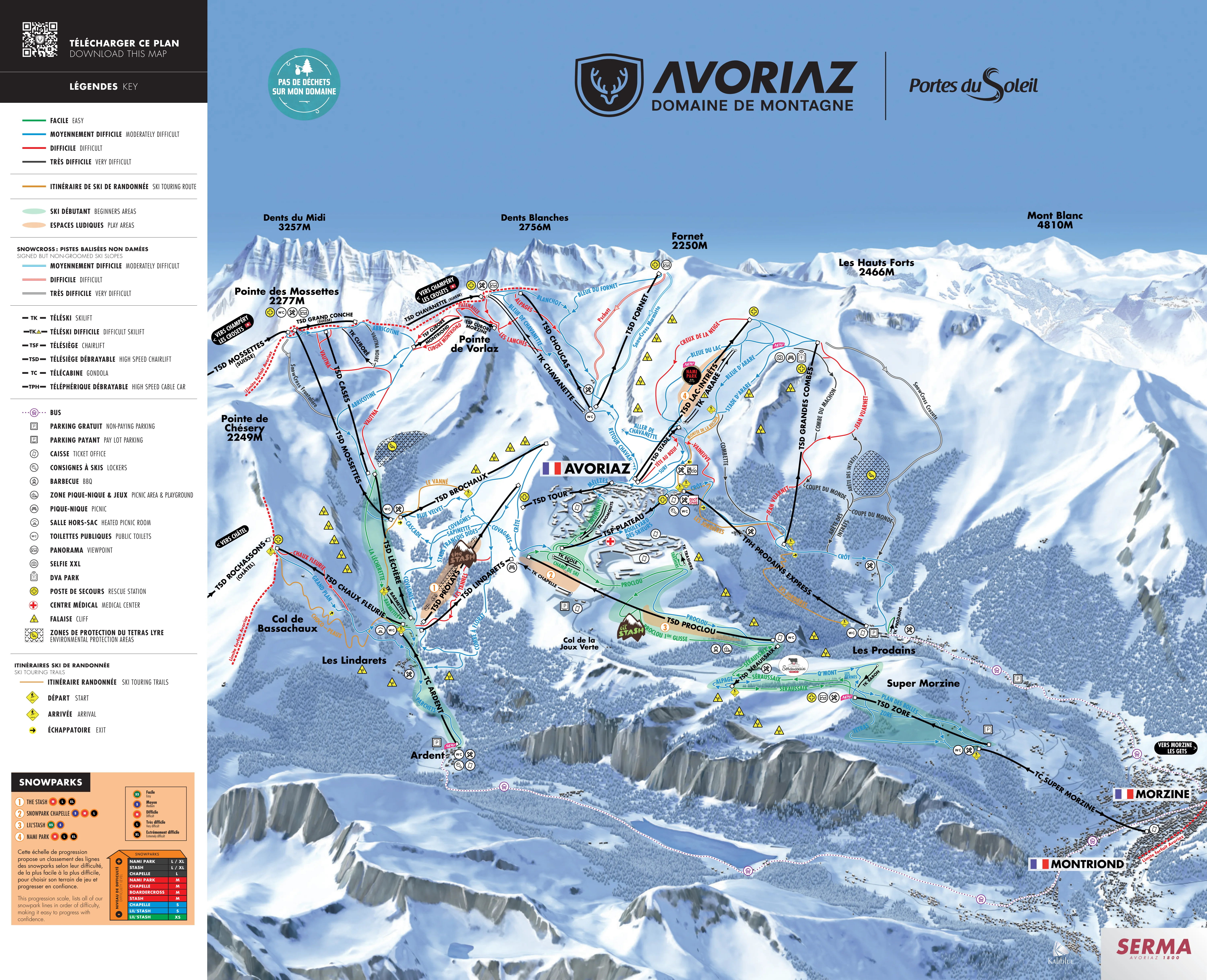 Plan des pistes de Avoriaz