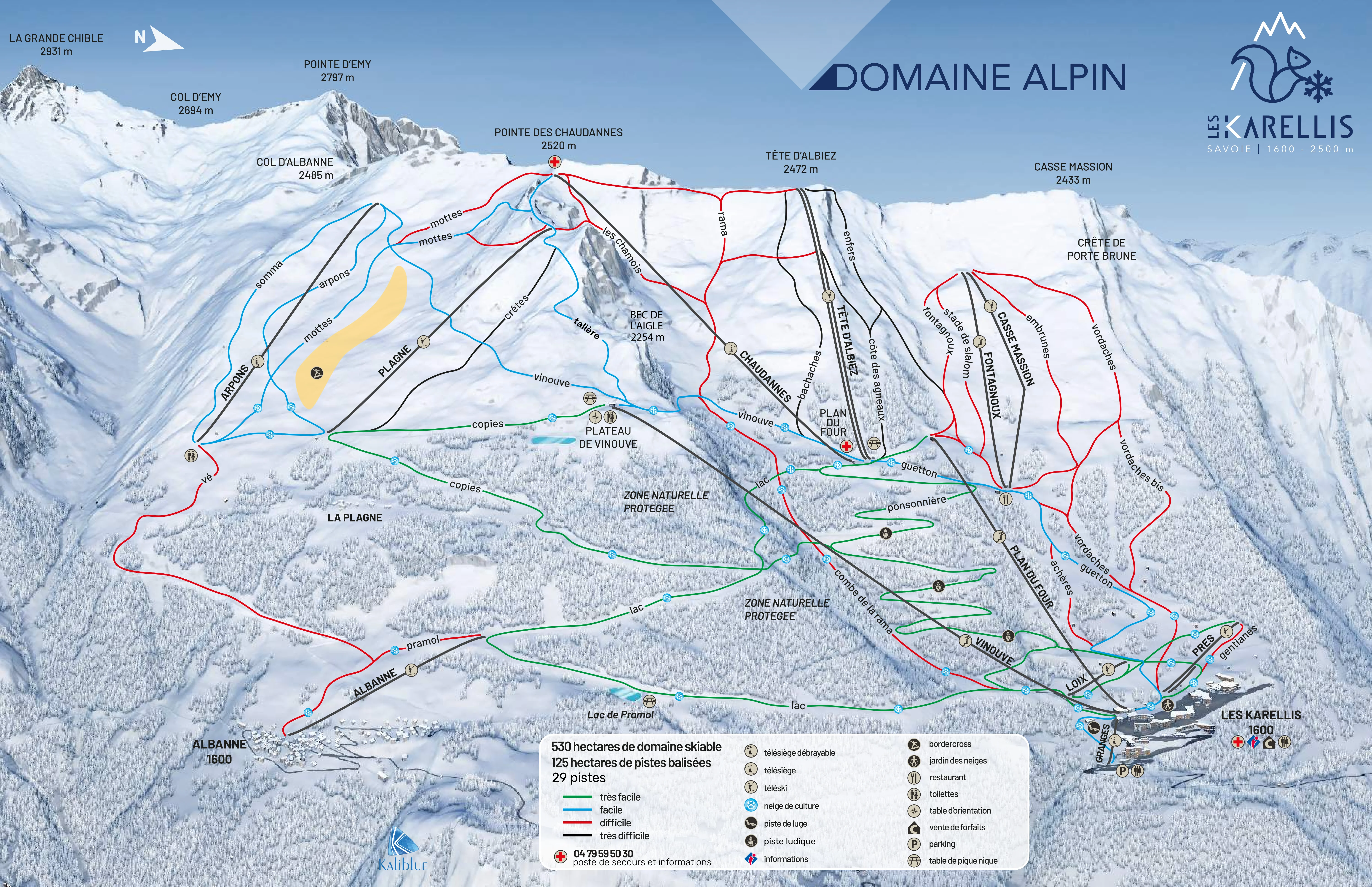 Plan des pistes de Karellis