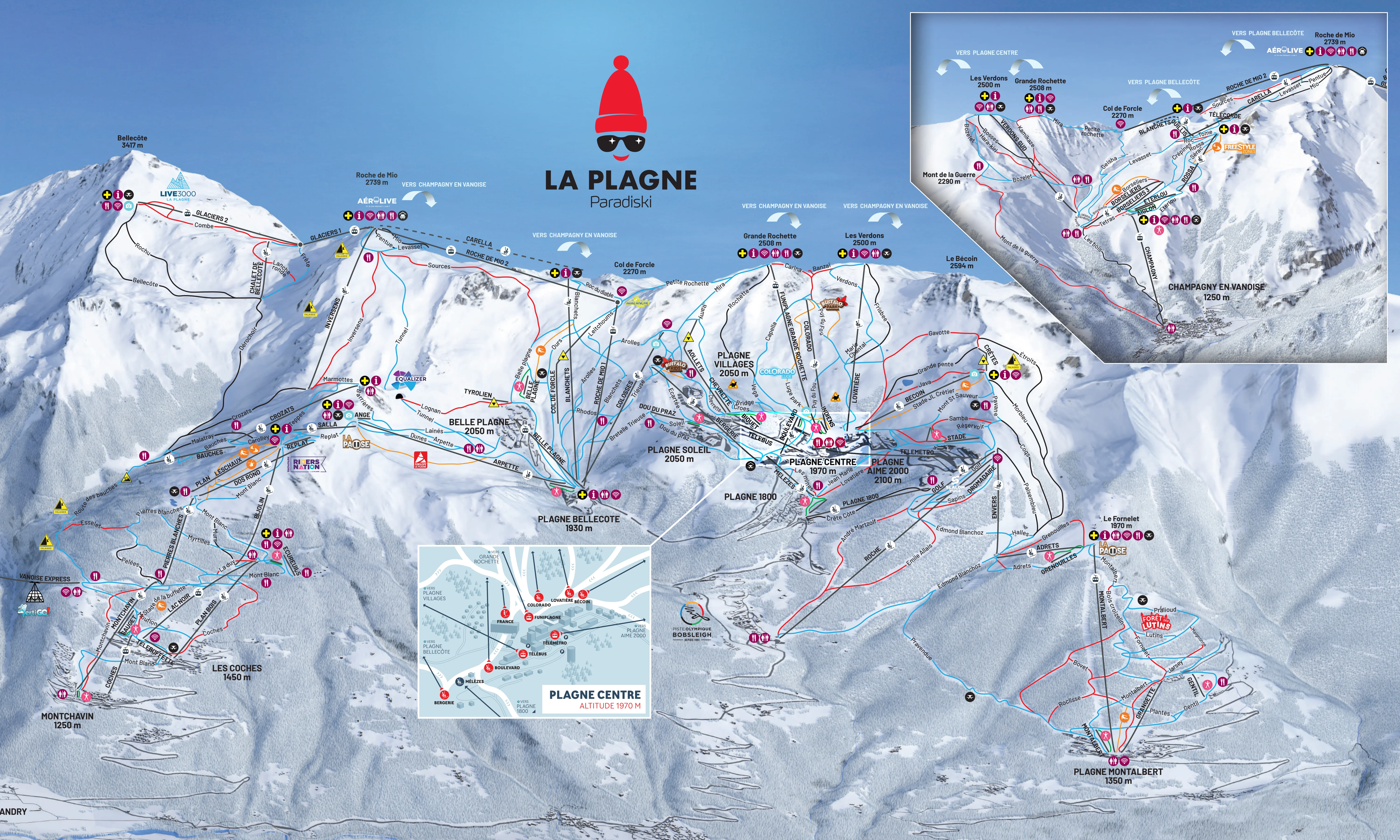 Plan des pistes de La Plagne