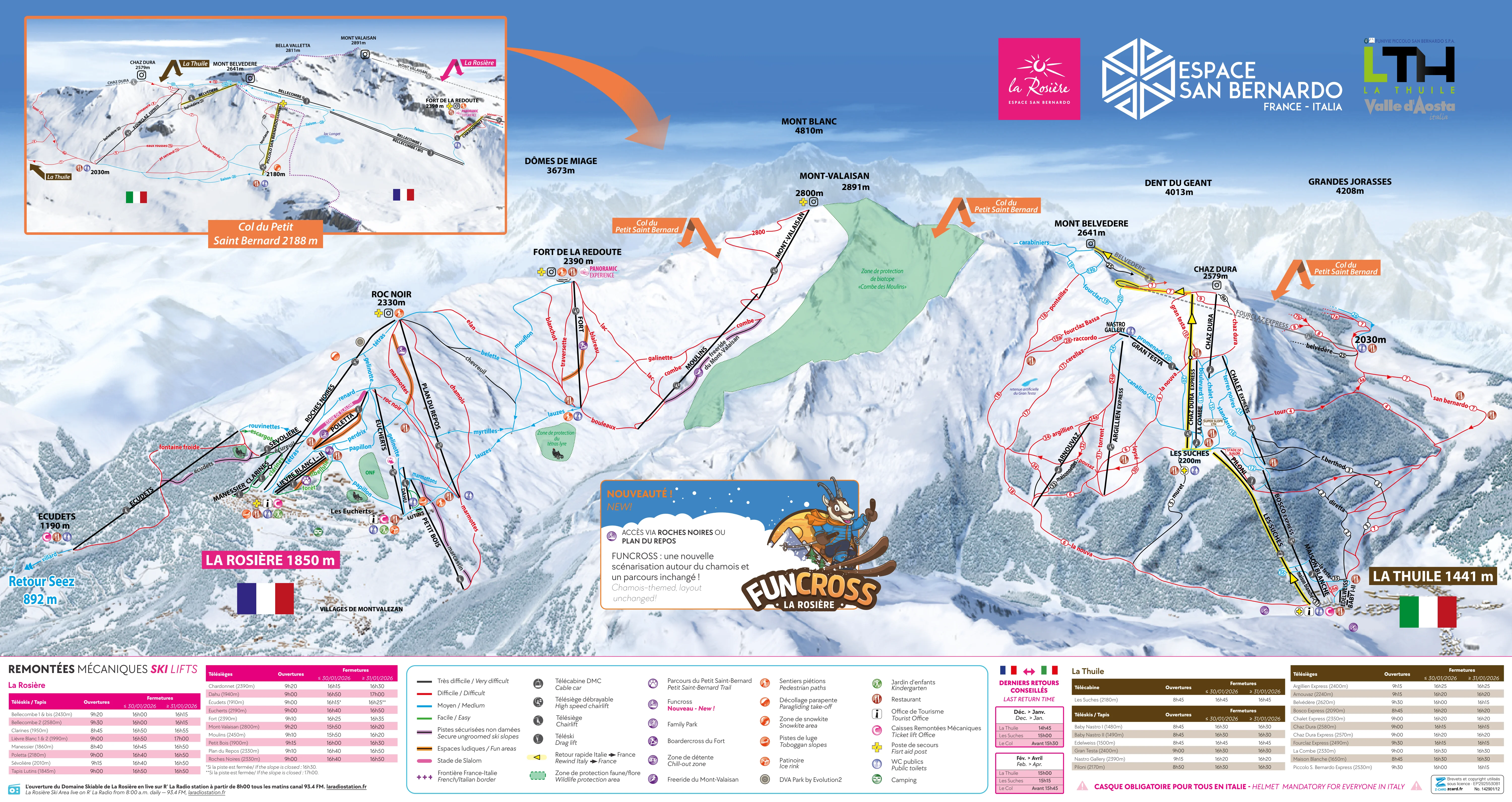 Plan des pistes de La Rosière