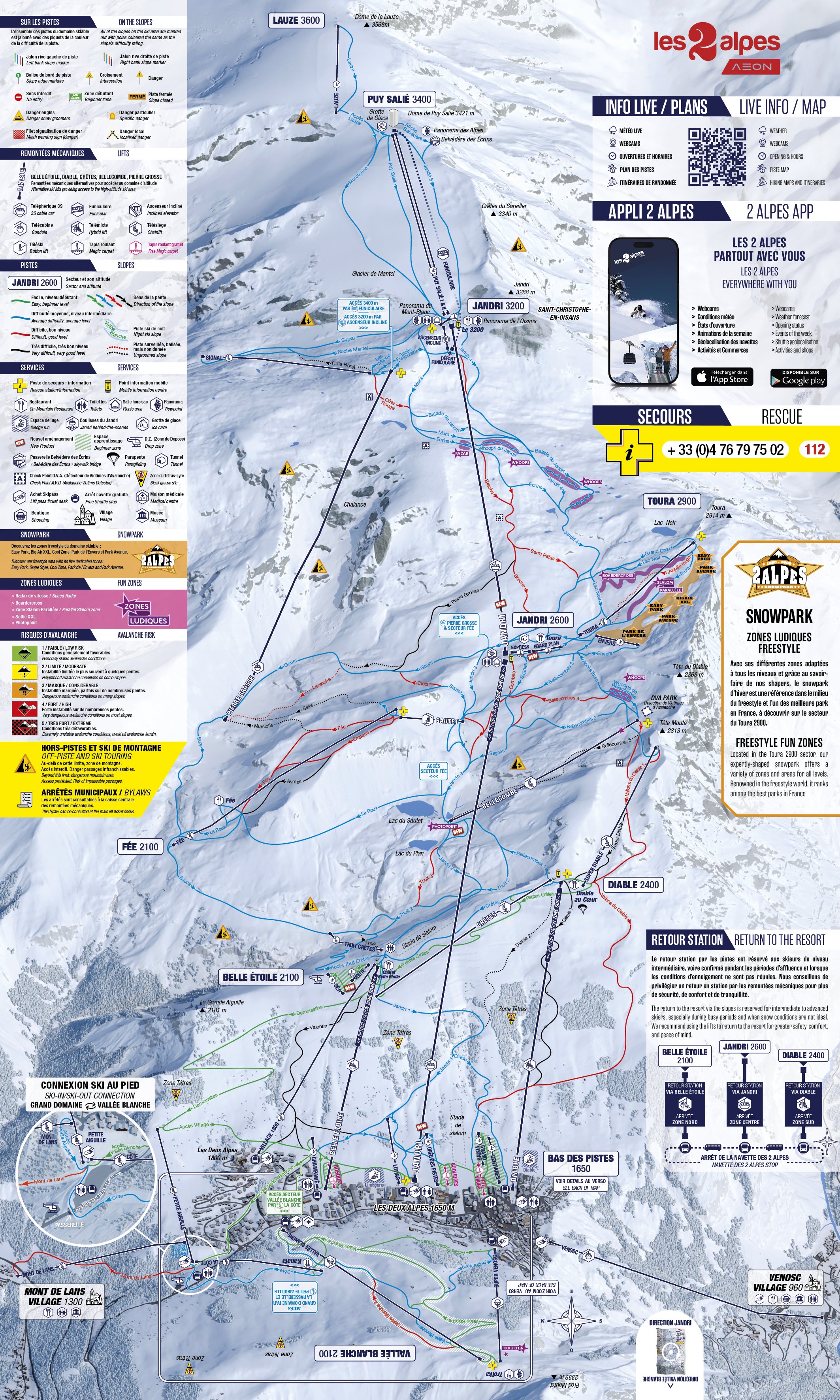 Plan des pistes de Les Deux Alpes
