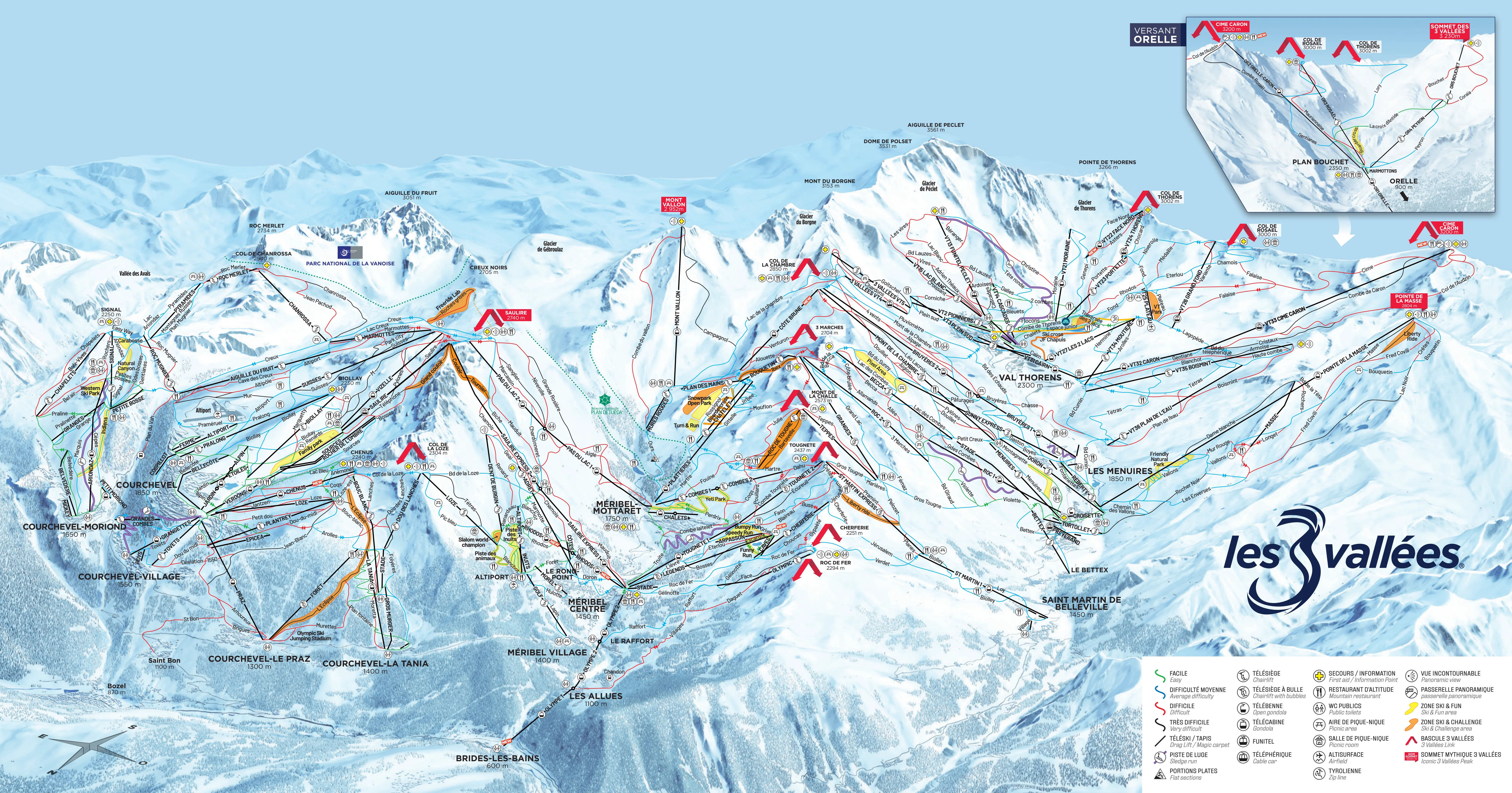 Plan des pistes de Méribel