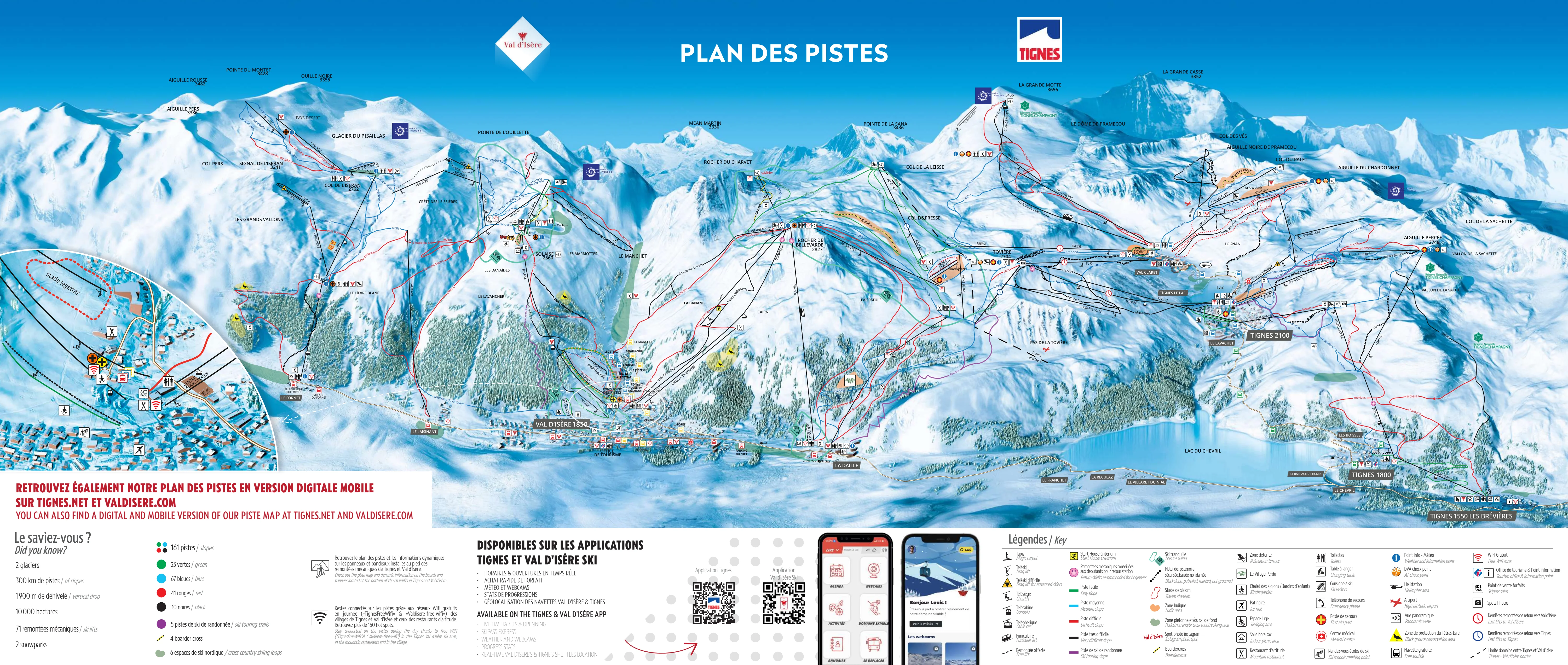 Plan des pistes de Val d'Isère