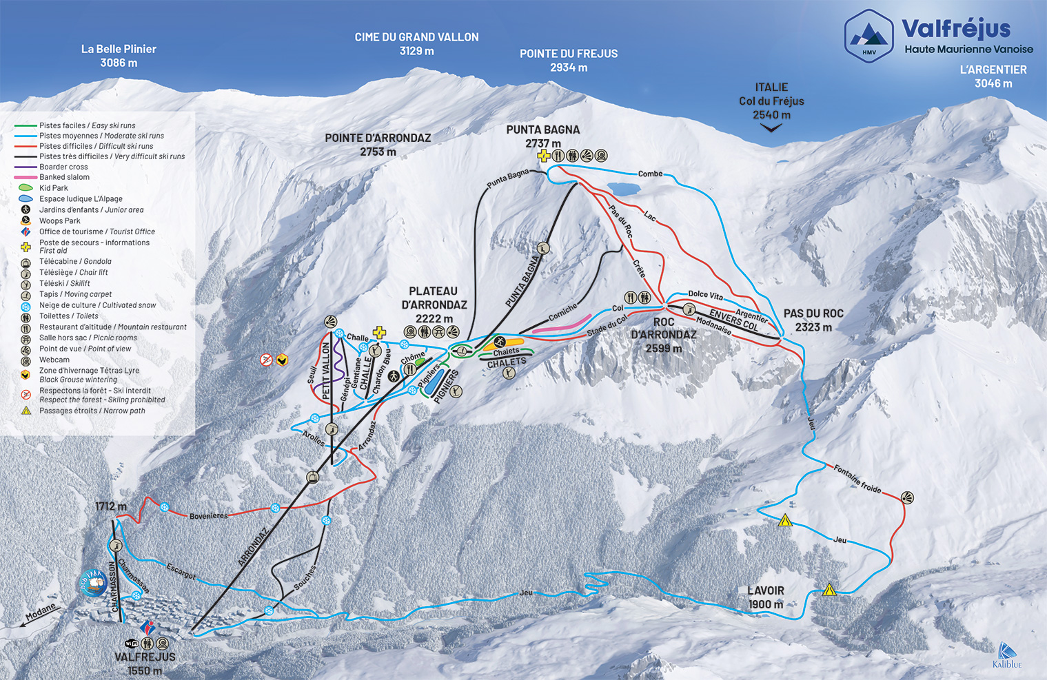 Plan des pistes de Valfréjus