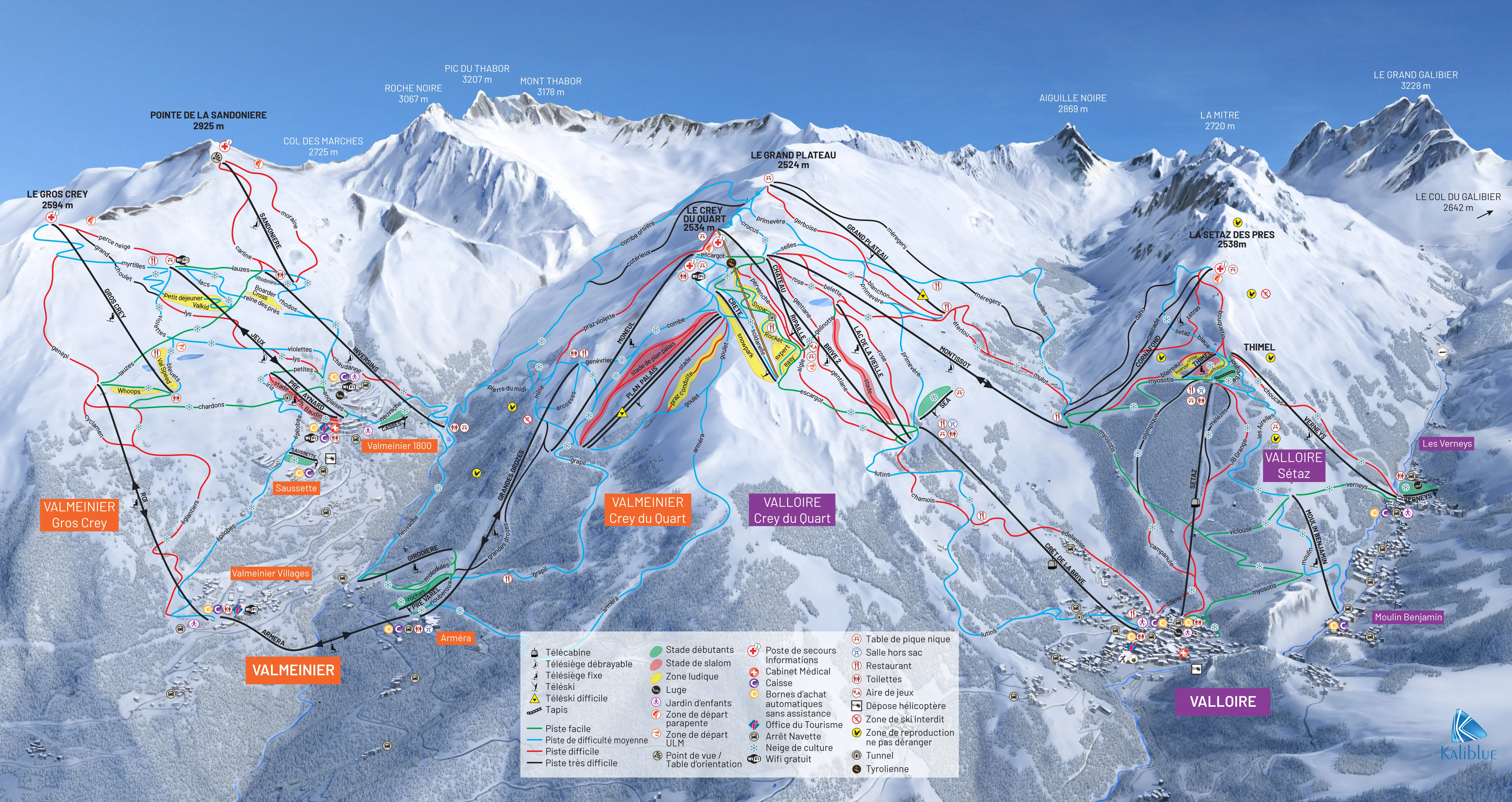 Plan des pistes de Valmeinier